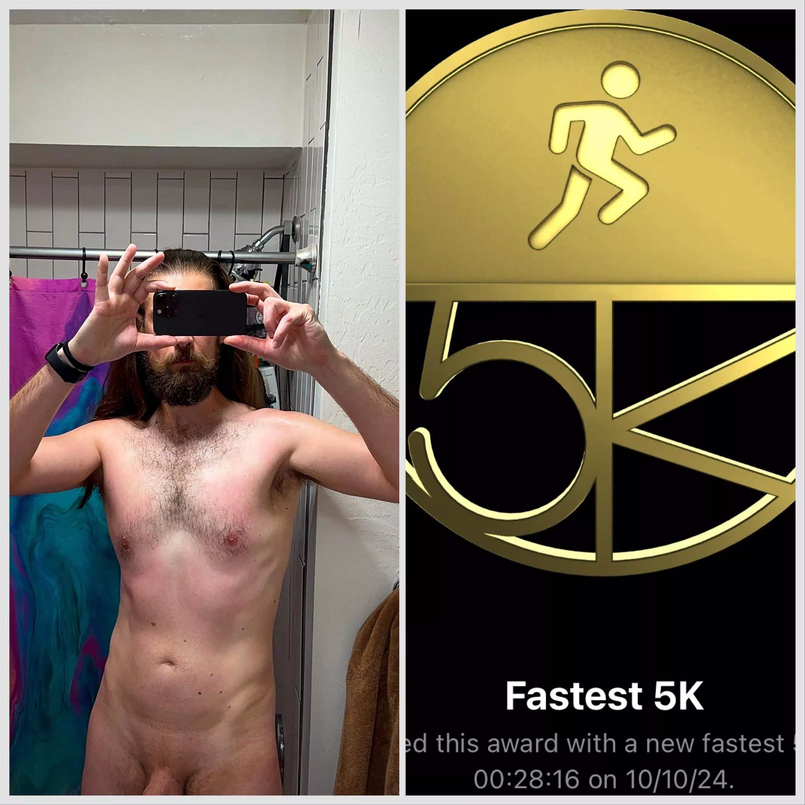 Pre cold shower / post new PB 5K