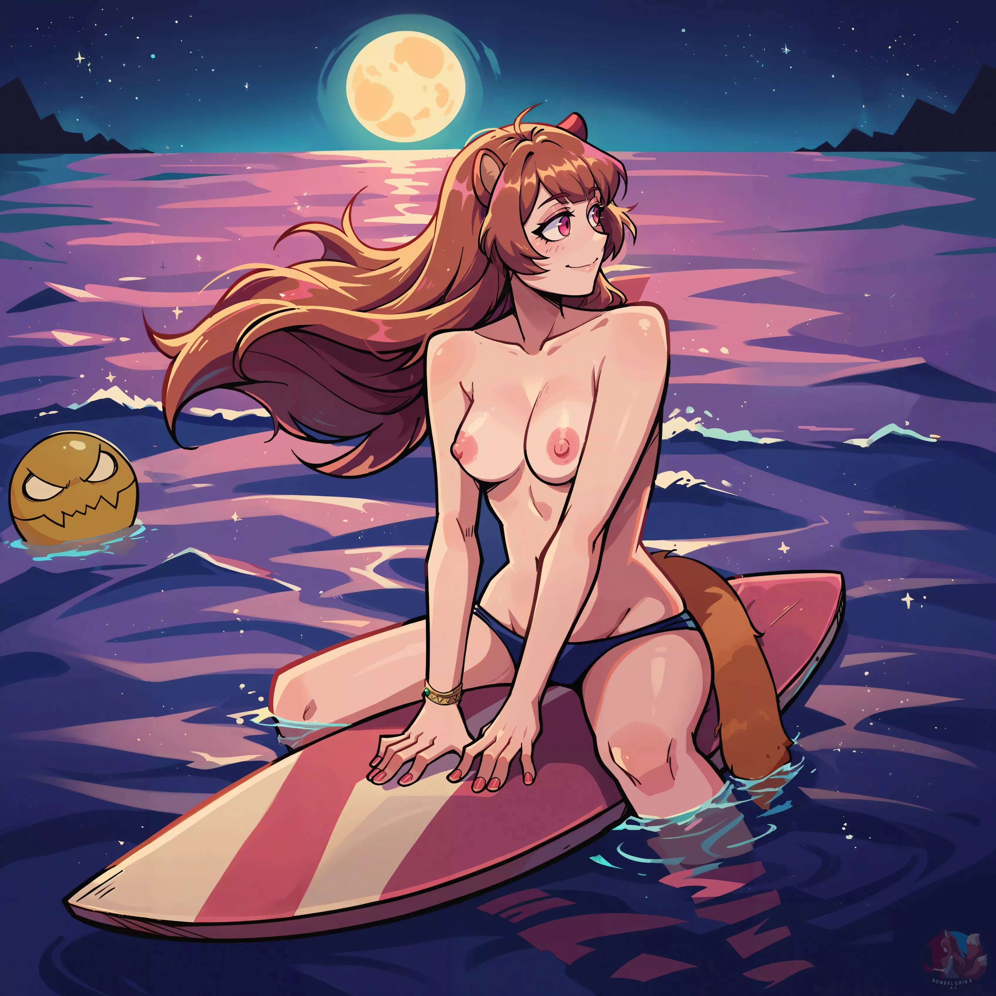 Raphtalia enjoying the waves at night. 