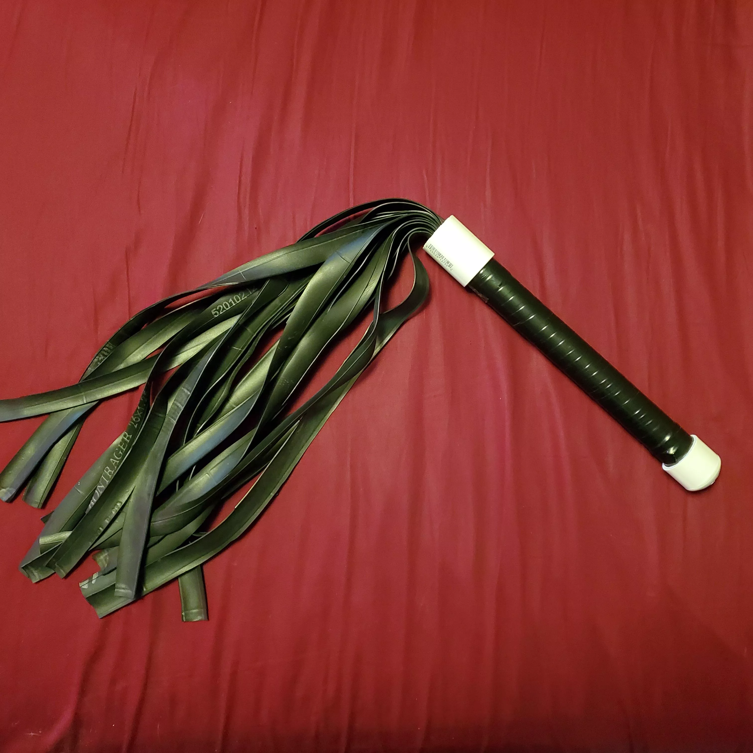 Rubber flogger made from an old bicycle inner tube