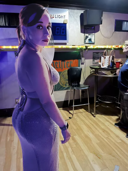 See through dress with low back at the bar. My favorite so far