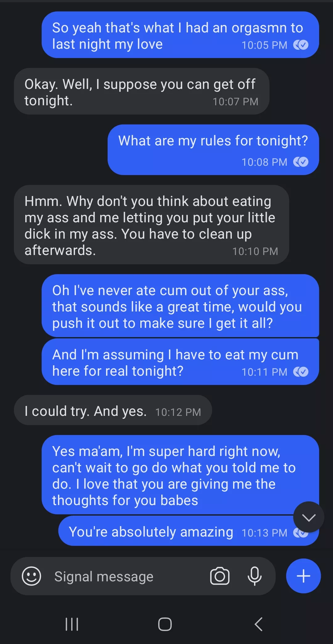 Since you all liked my previous post, here is another one of her telling me to eat it while I'm deployed 