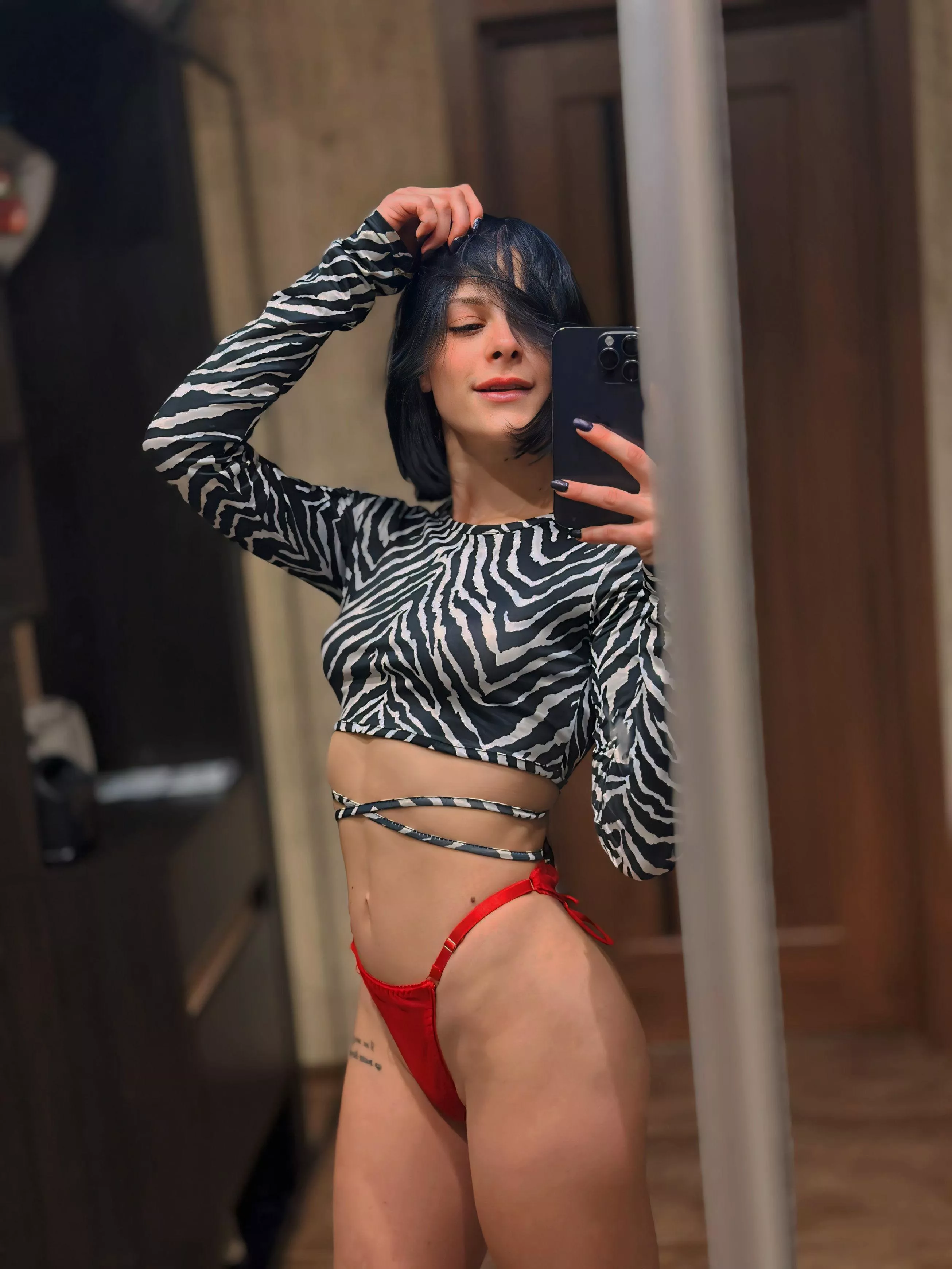 Slide my panties down to see my pretty pussy