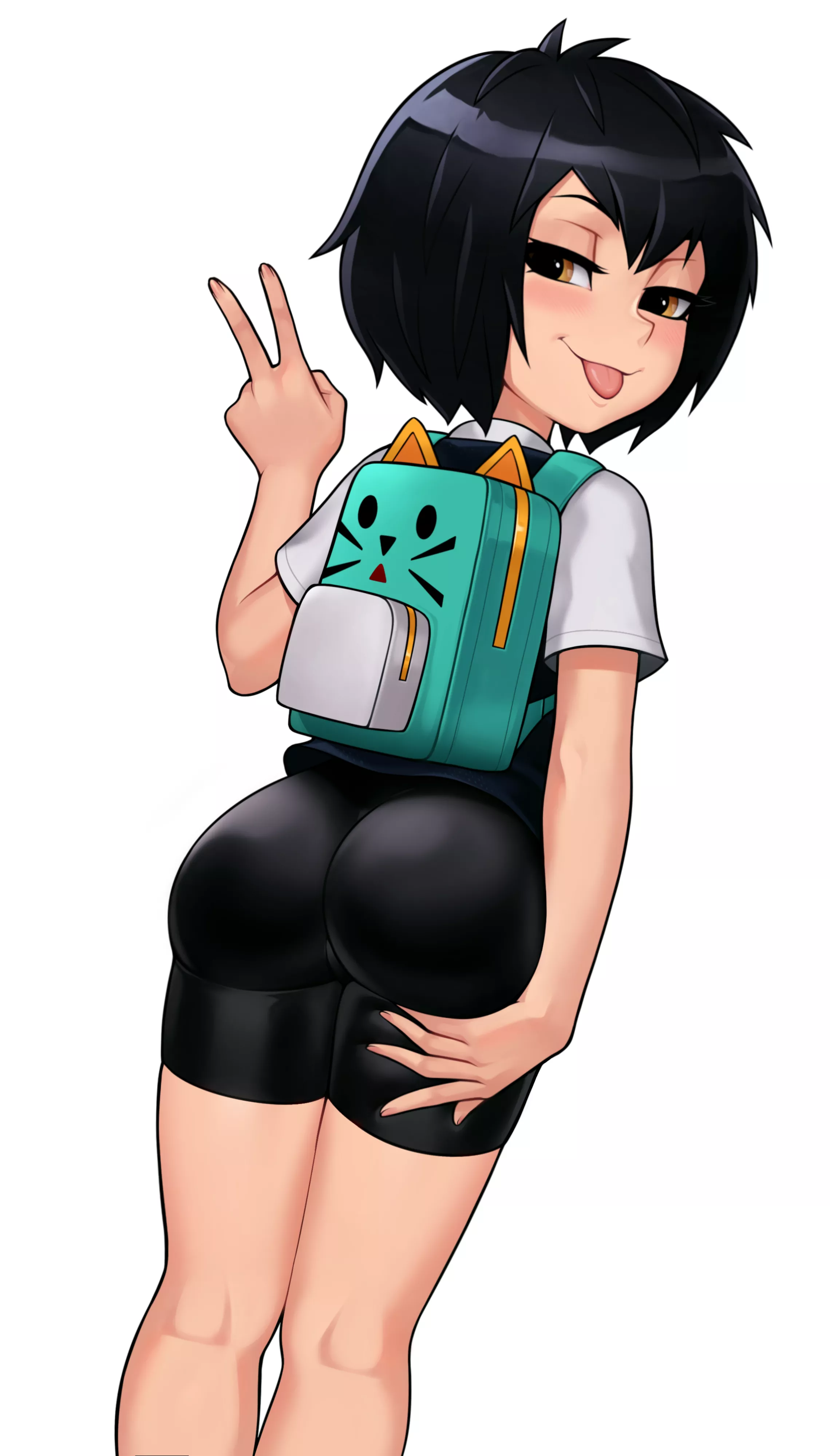 Smug Peni Parker teasing and squeezing her delicious cake! Her tasty, sexy bubble butt! By @loodncrood