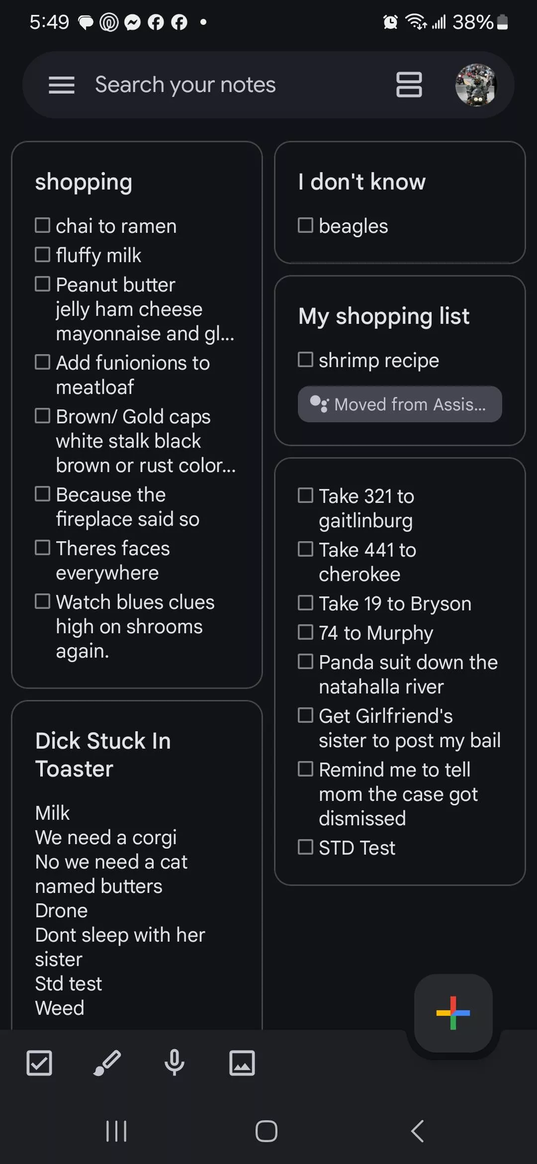 So I found an old to-do list from two years ago