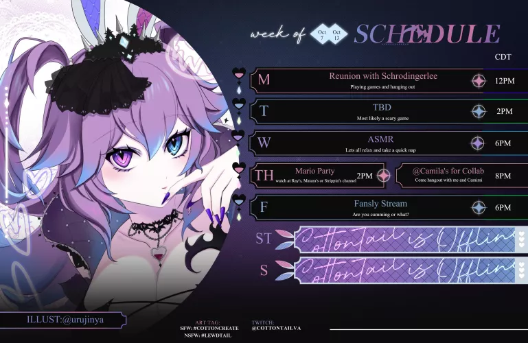 Stream Schedule: Oct 7 - 13