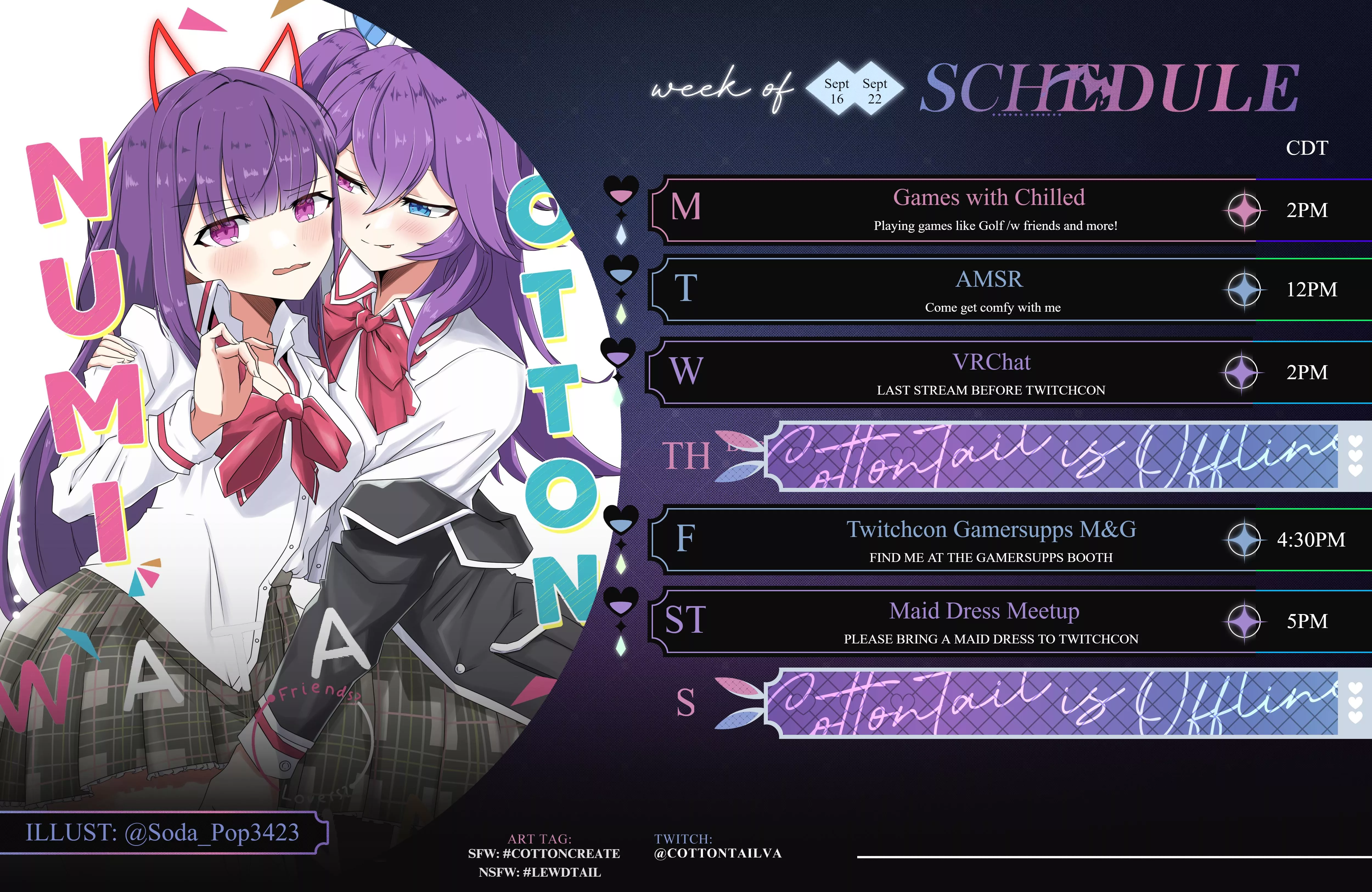 Stream Schedule: Sept 16 - 22 (Updated)