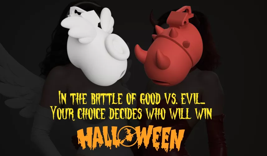 The fate of Halloween is up to you!  Choose to fight for good or evil with two new themed cage designs