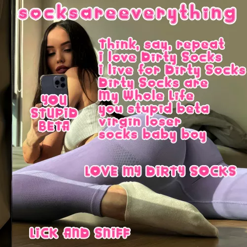 Think say and repeat! You love dirty socks and you live for dirty socks! Its your whole life beta!