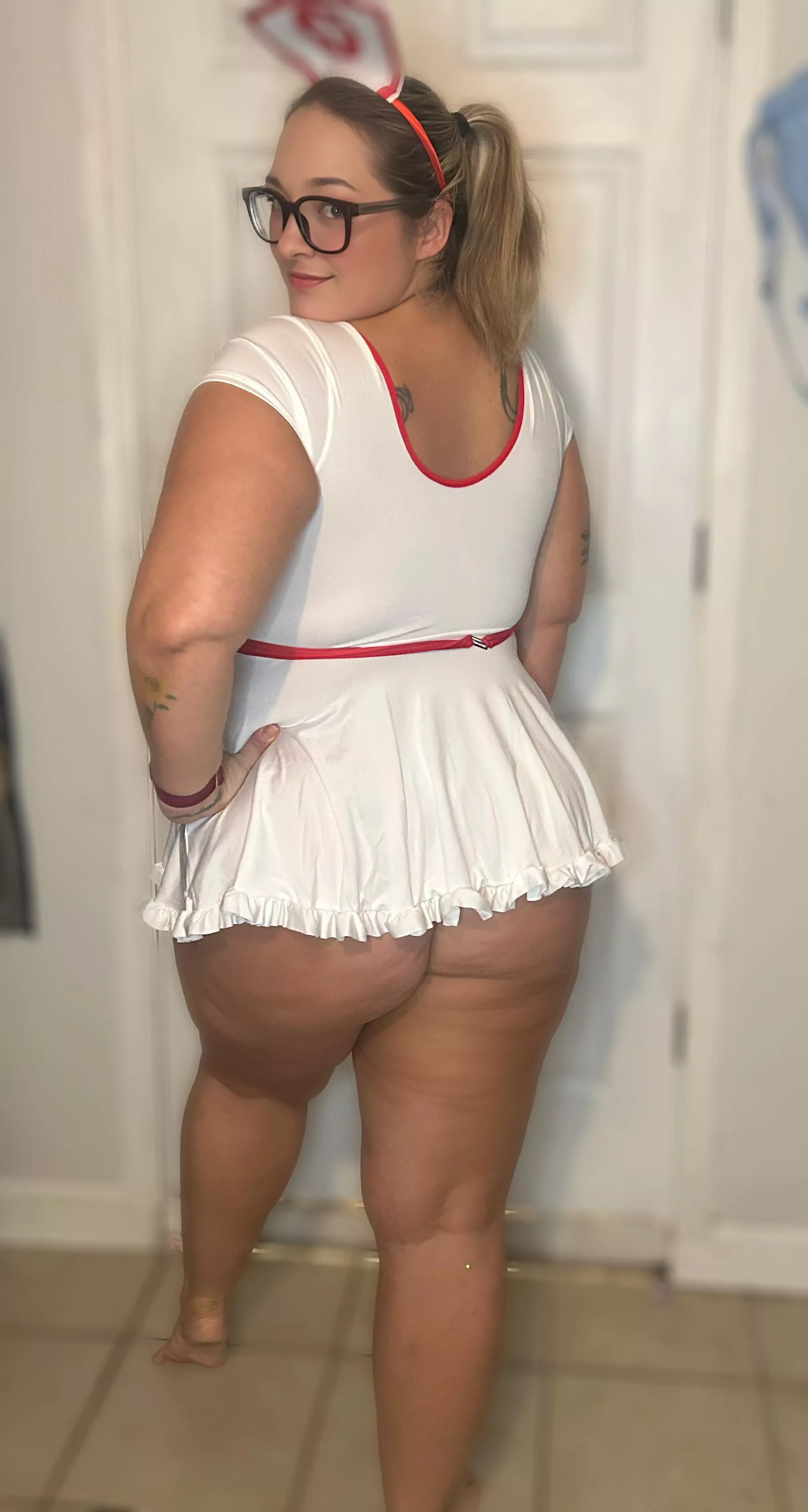 This chubby nurse is ready to take care of your every need