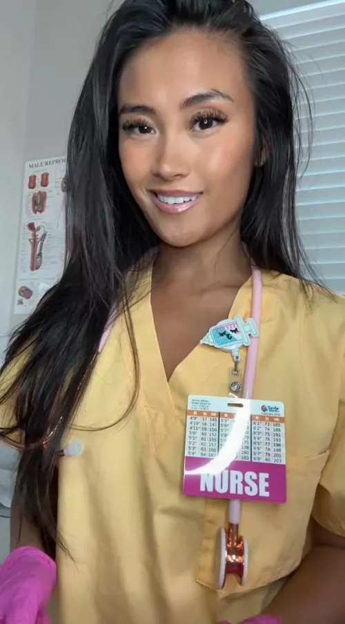 This pretty nurse wants to cure your horniness