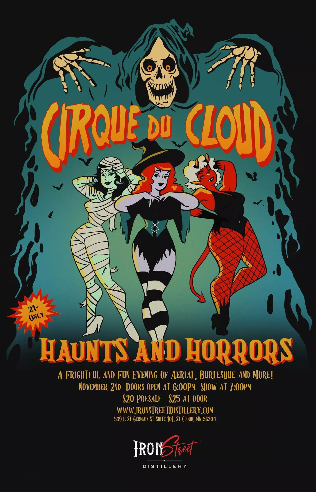 Thought you guys might like the poster I made for my upcoming Halloween burlesque/aerial show.  I’m just excited that we’ll have a fog machine 😎