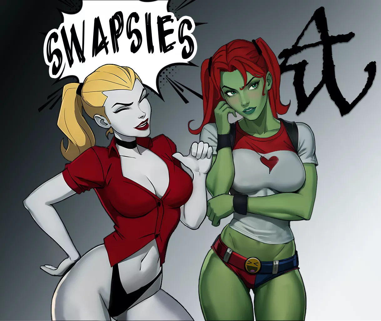 [Artwork] by (Abel_Waters) Halloween Special: Harley and Ivy swap their costumes.