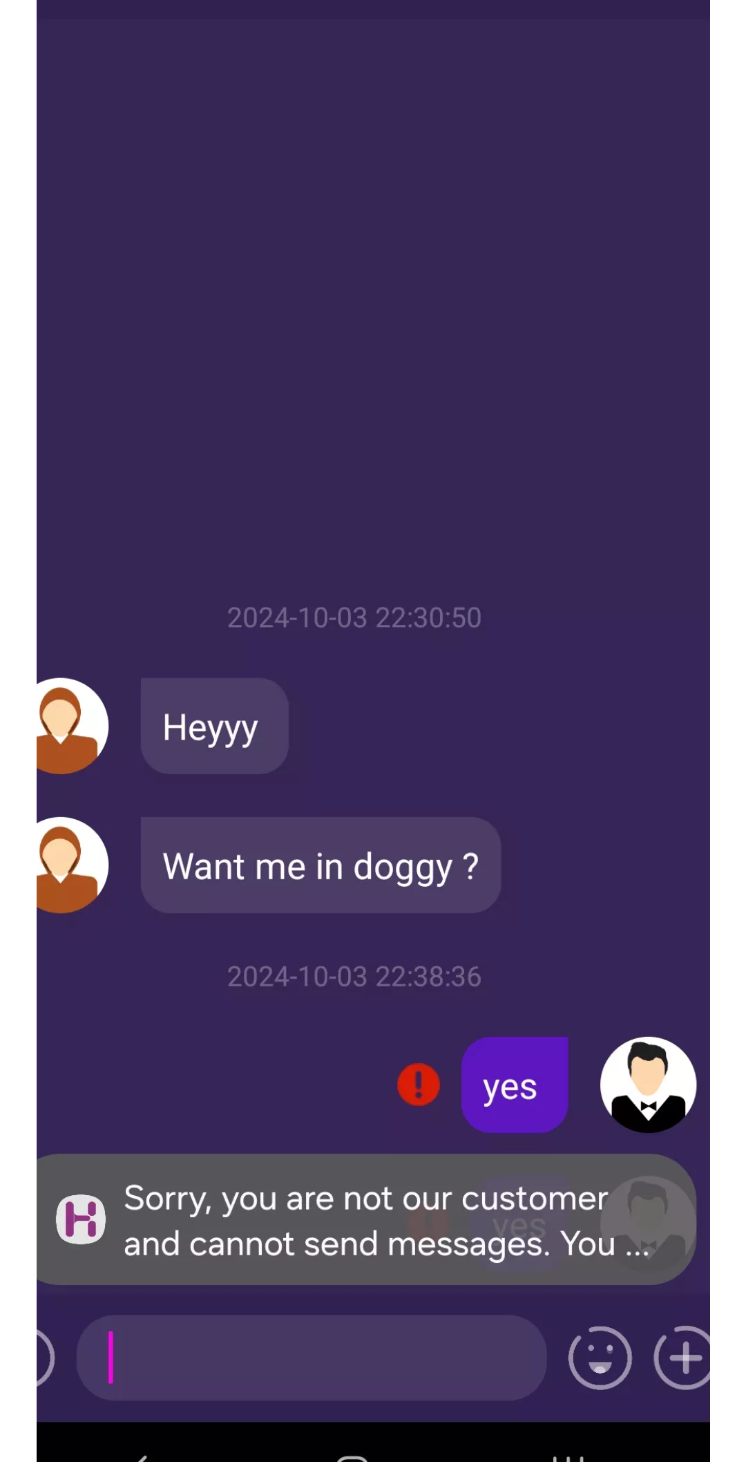 Can anybody help me? Won't let me message on the app