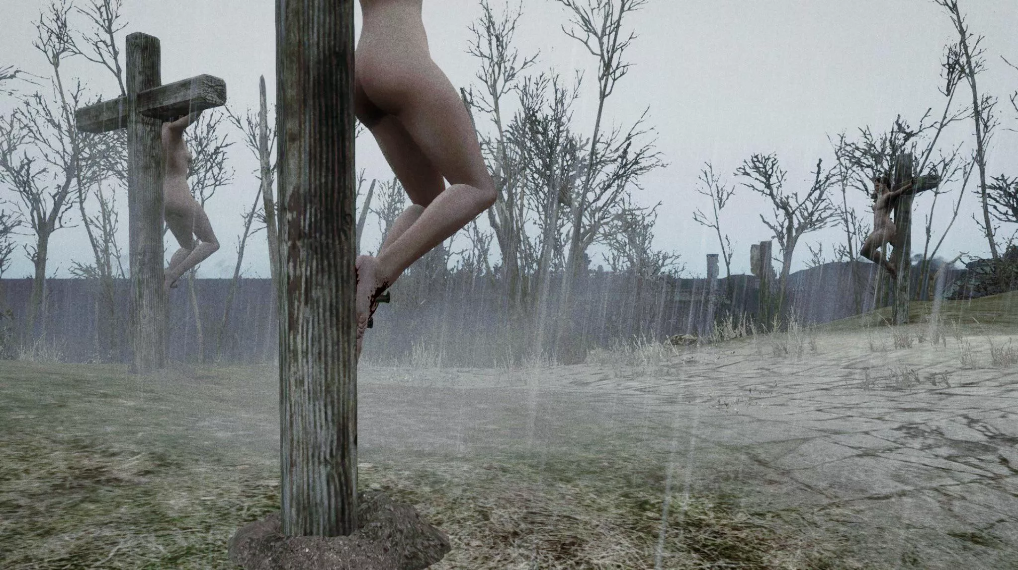 Crucified on the roadside. 