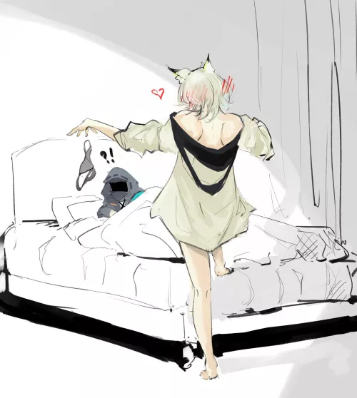 Doctor being confused that Kal'tsit is acting weird (She is on Catnip)