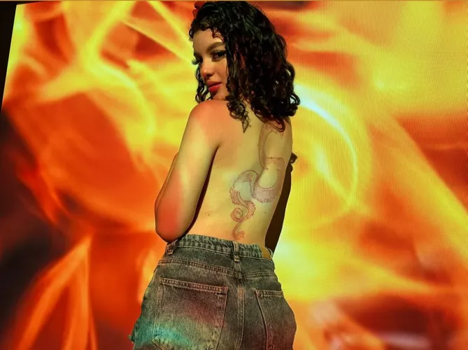 fiery background for what every describes as a fiery tattoo from the right angle