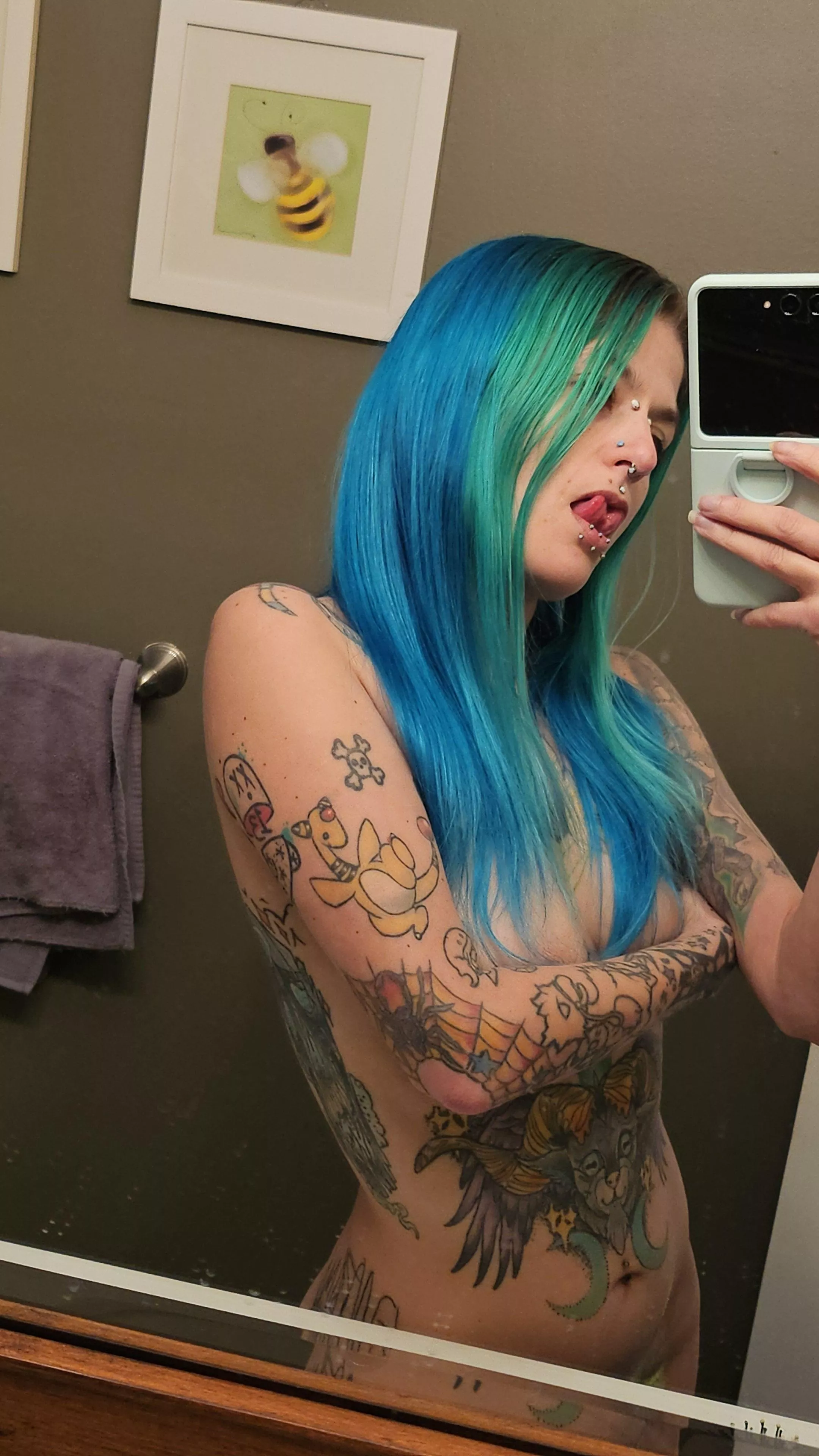 Heavily Inked Petite Serpent Tongue Babe