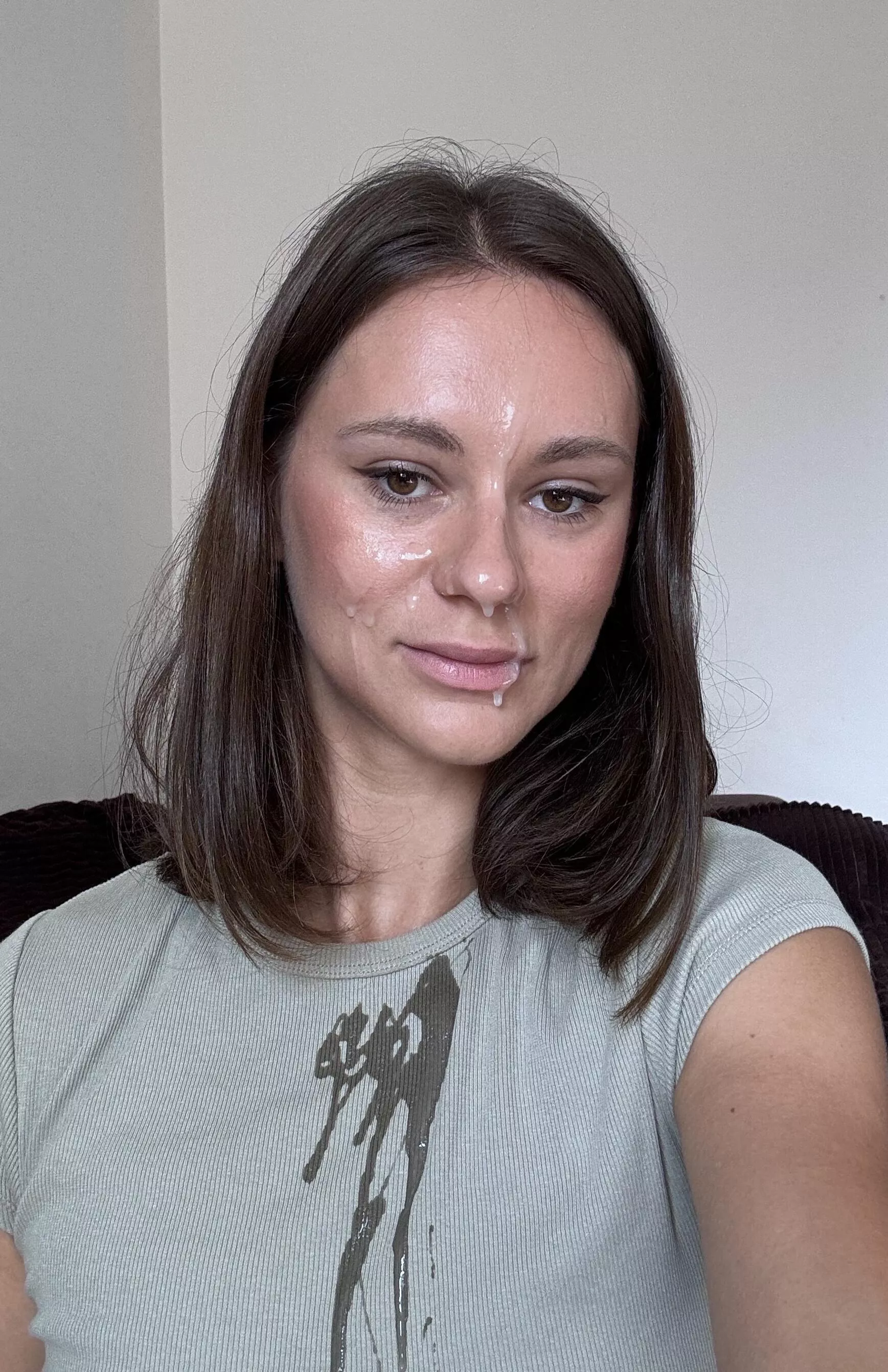 I love when his cum covers my face