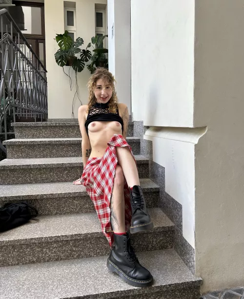 I meet you in the driveway with bare tits. How about that