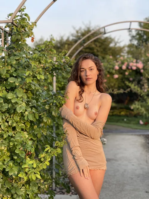 Lera in the flower garden