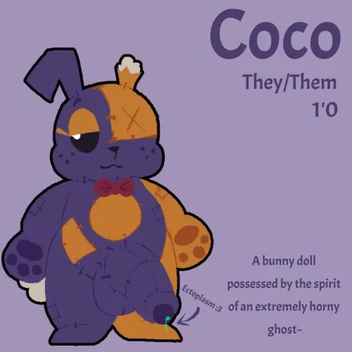 Made a horny lil plush OC cause I've got a bad case of plushophilia~ >w<