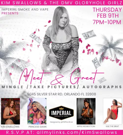 Meet and greet tonight in Orlando Florida check out comments for a link to get your tickets