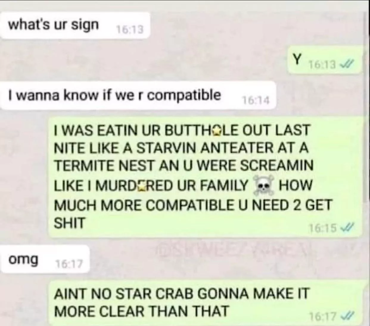 No horoscope is going to make it compatible like this ☠️☠️ 😂