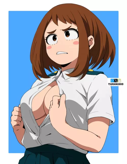 Ochako showing cleavage (tsuranukko)