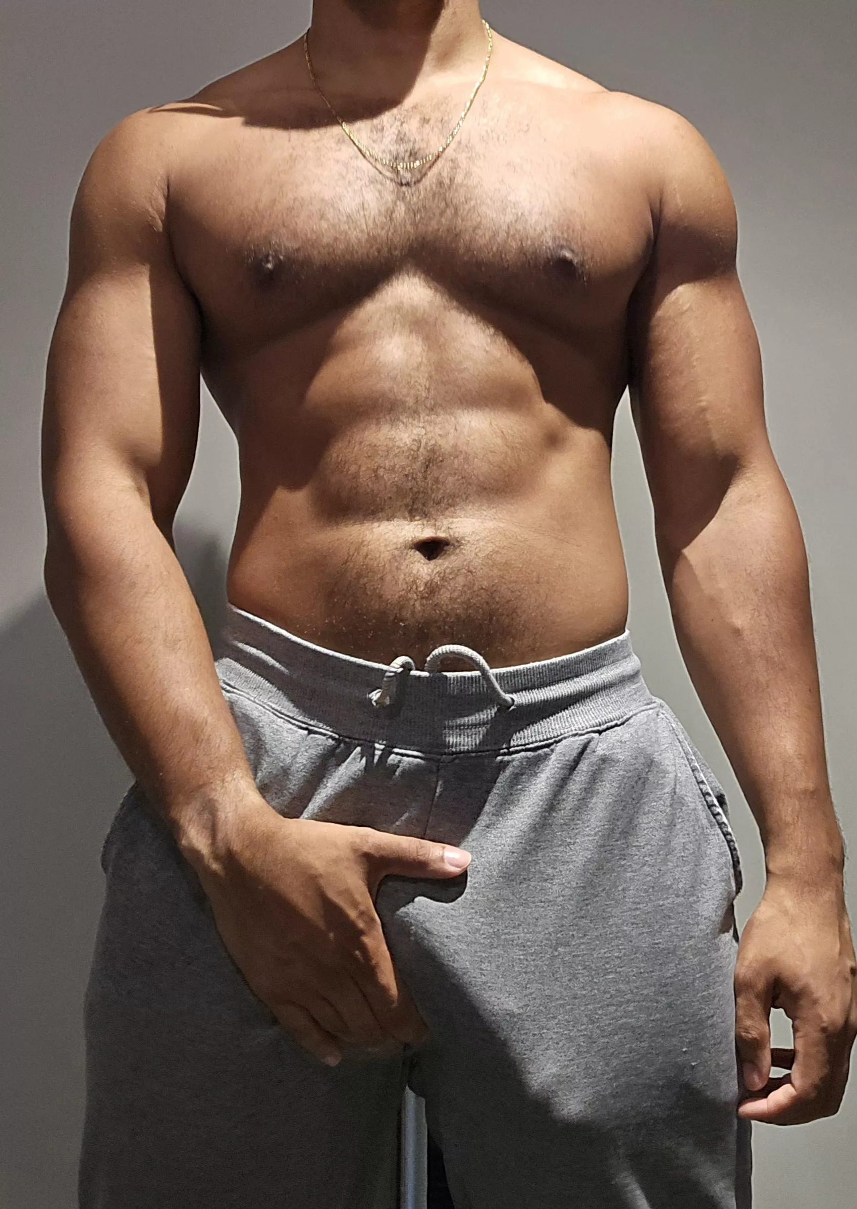 Should I freeball it in gray sweats more? 