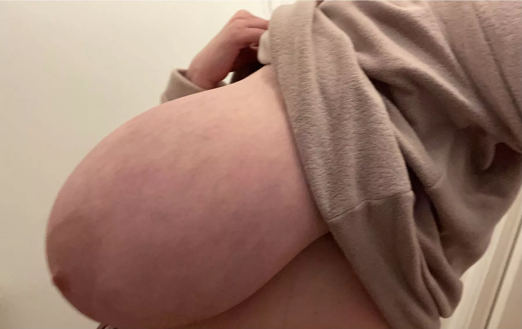 Side POV of my huge perky naturals