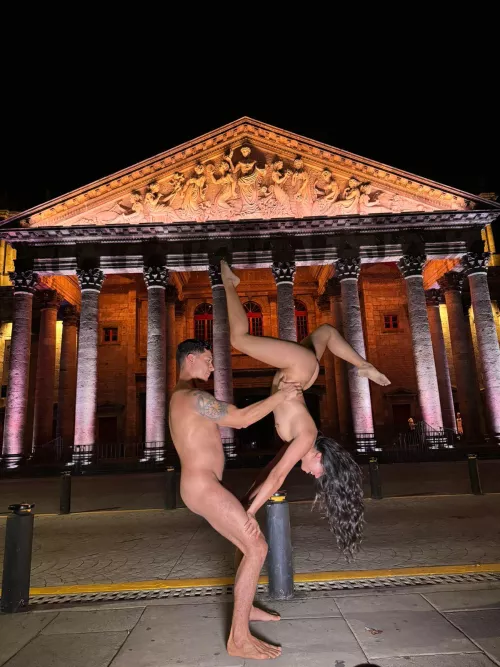 Some acro at a nudist event/protest! 