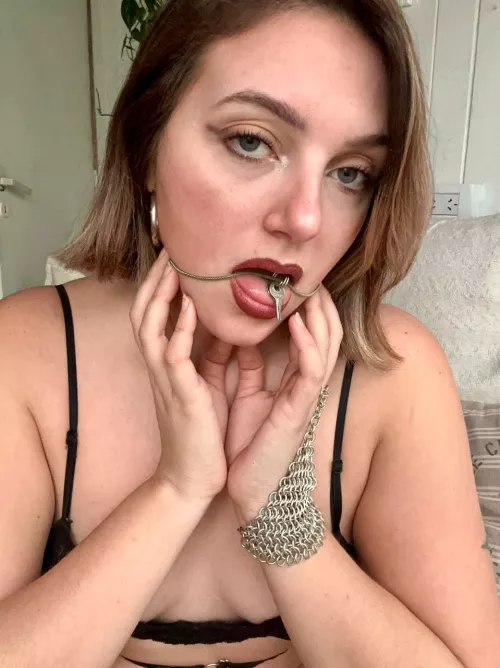 The best place for every key, isn’t it? I’m really wet and swollen when I'm thinking about locking Your cock 💦	 