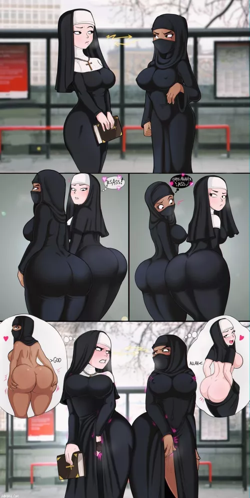 These two nuns are craving each other