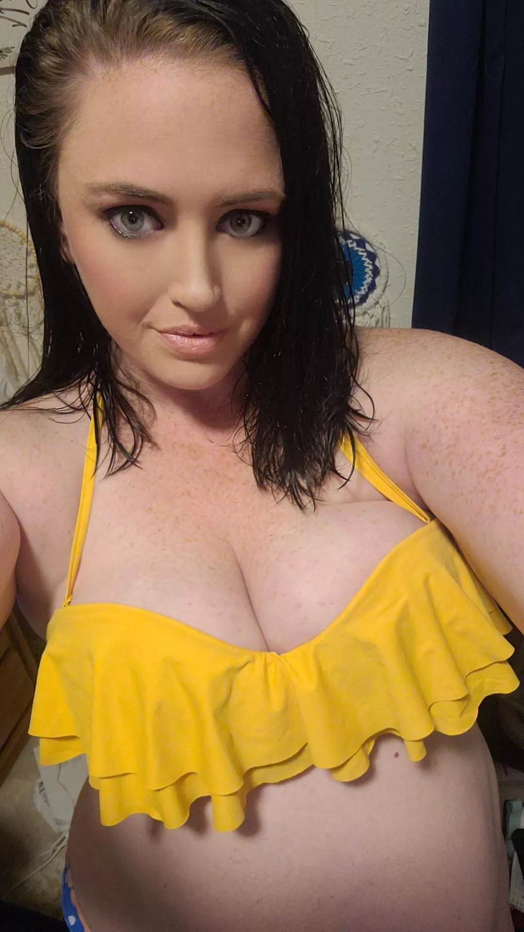 Trying on my bikini with pregnant belly