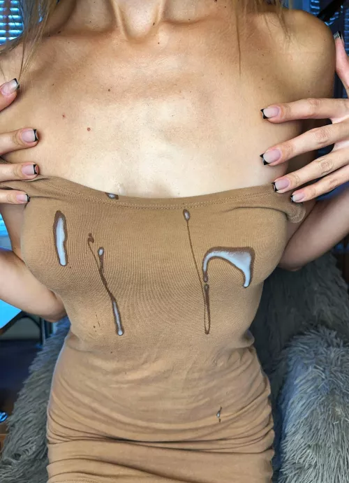 When your dress barely covers your breasts cum comes out fast