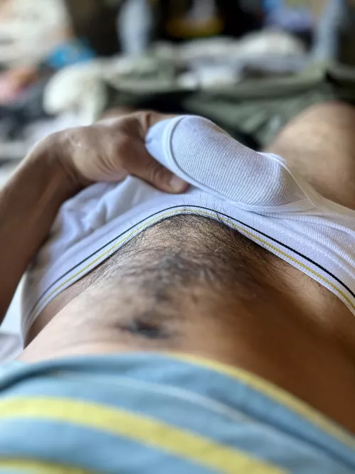 Who else likes a hard cock bulging and stretching out the pouch of a pair of tighty whities?