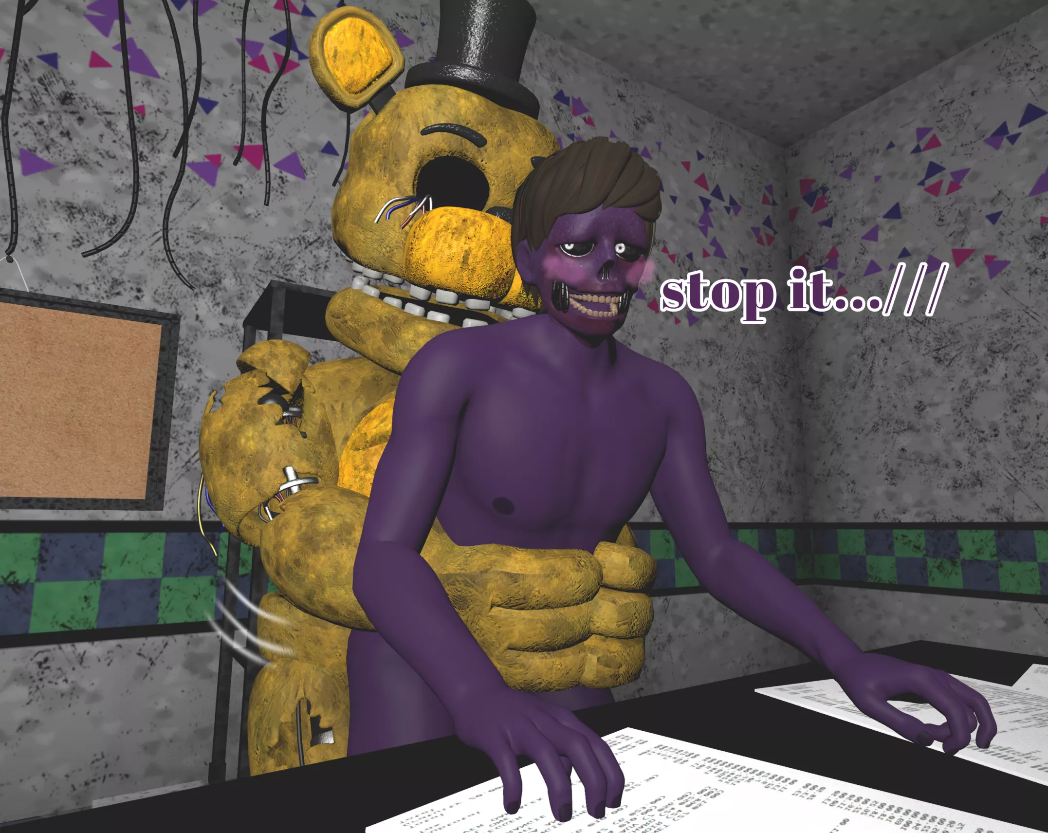 Withered Golden Freddy fucks Mike.