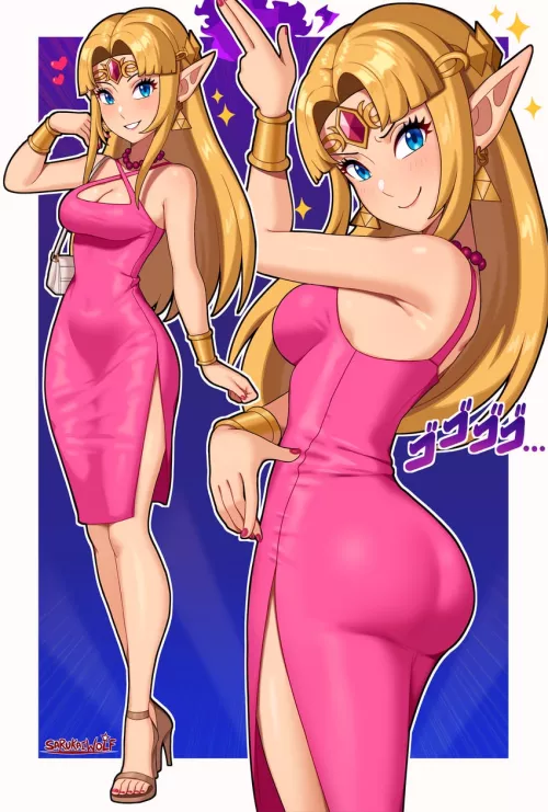 Zelda in a Pretty Party Dress (by sarukaiwolf)
