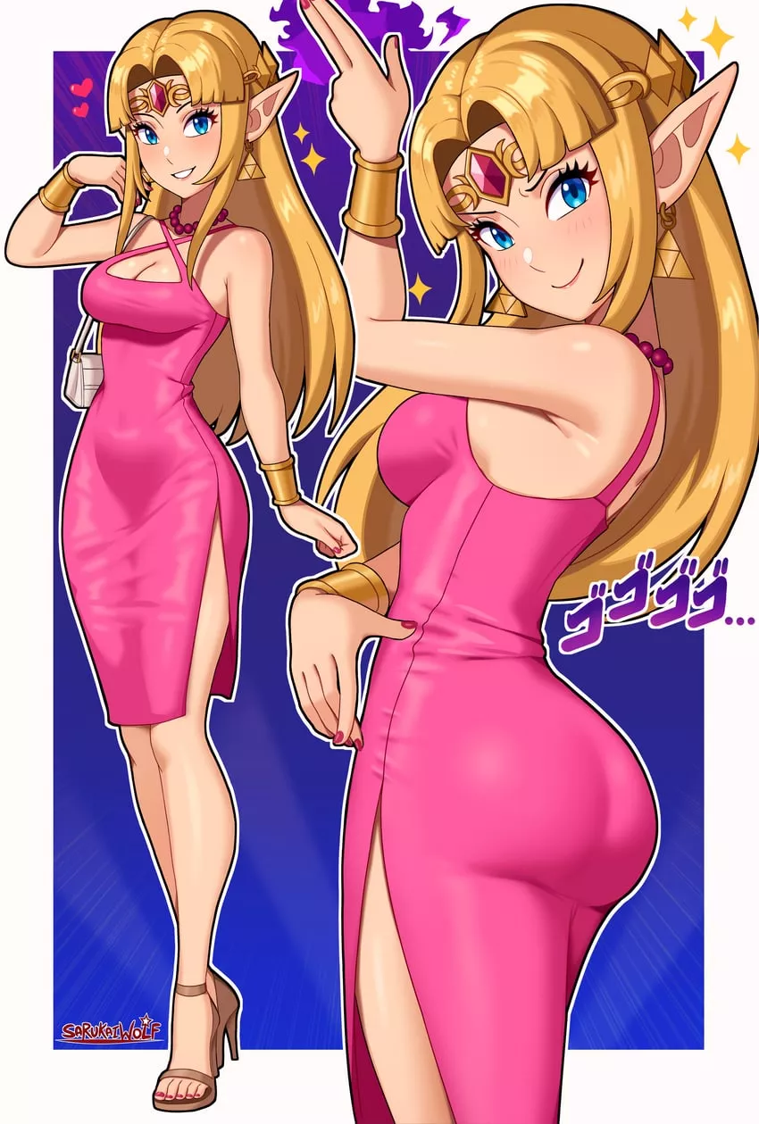 Zelda in a Pretty Party Dress (by sarukaiwolf)