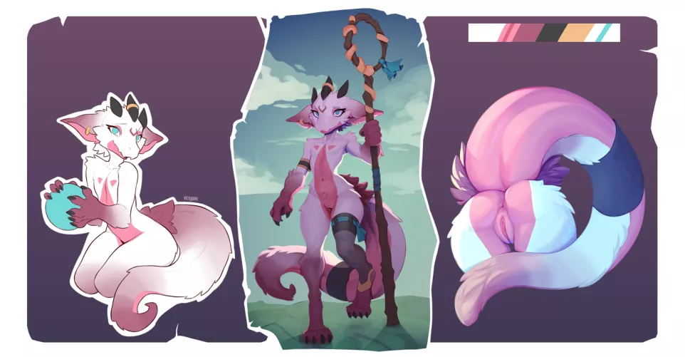 Adopt auction - pink white kobold (Close) (bdmon) [F]