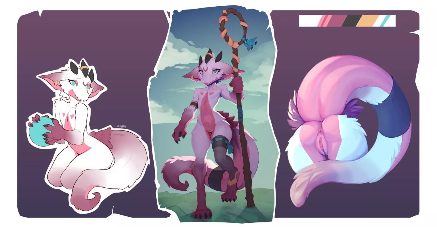 Adopt auction - pink white kobold (Close) (bdmon) [F]