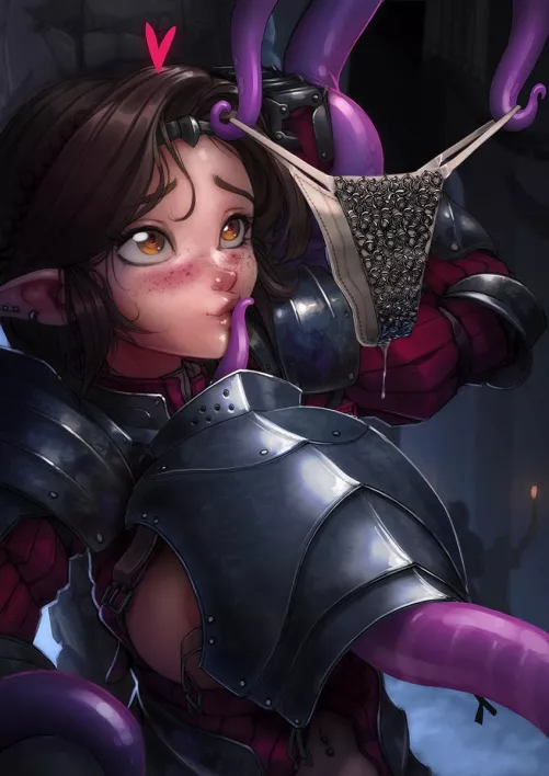 Another warrior falls to the tentacle trap... willingly