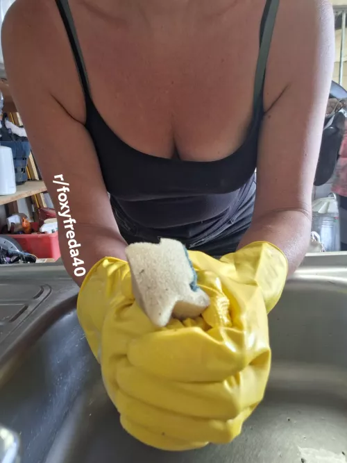 Cleaning up a messy yard. Bubbles essential