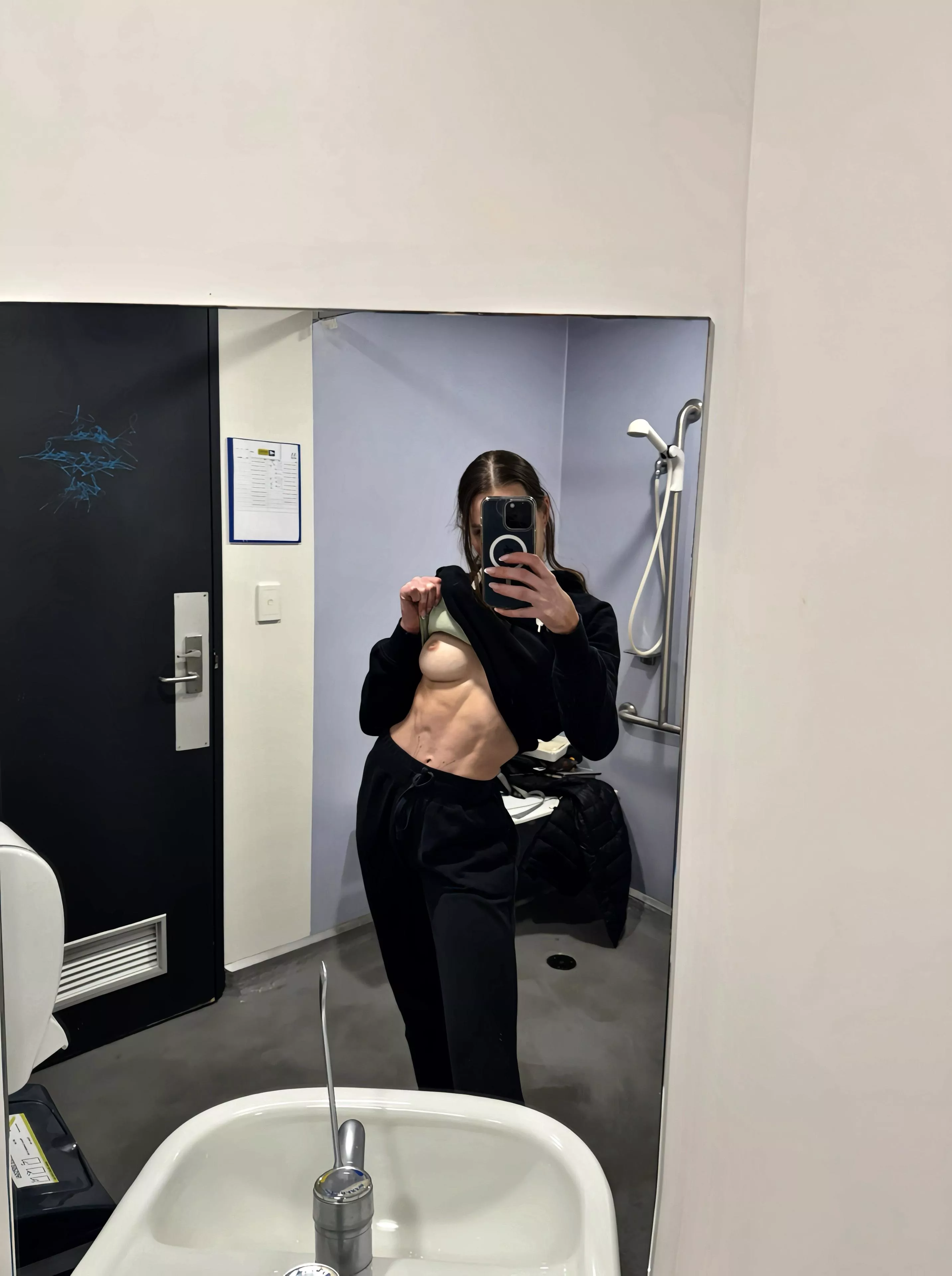 Do you wanna do it in the bathroom after work out?