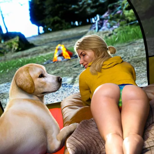 [F4M] A weekend camping with Rex - in the great outdoors I discover he's good for more than just security and companionship.