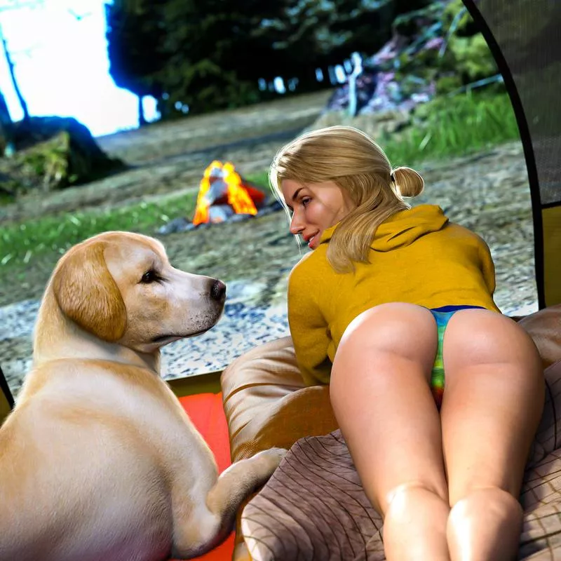 [F4M] A weekend camping with Rex - in the great outdoors I discover he's good for more than just security and companionship.