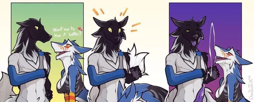 [F4M/Fu] When your dominant arm breaks and you can’t get yourself off anymore, your best friend offers to help! Furry only please, and send a reference for your character!