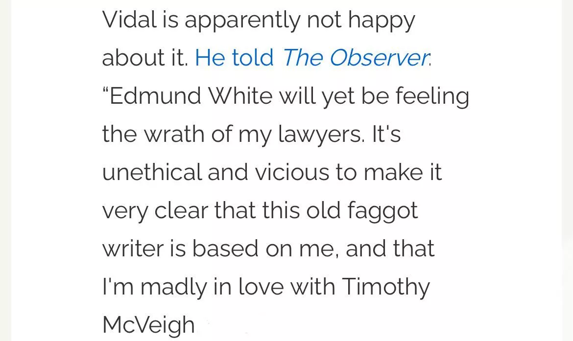 Gore Vidal That Time He Got Mad About A Play Based On His Life