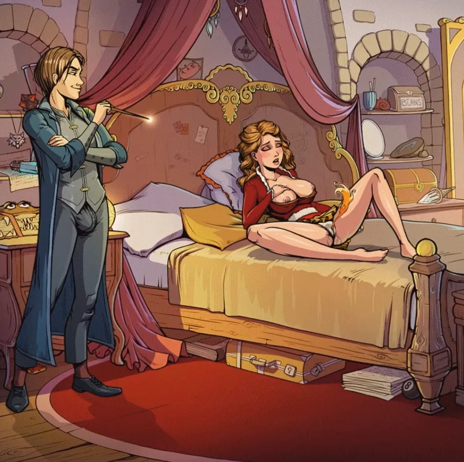 Hot Hermione enjoys the motions of the pen. (Innocent witches) [Sad Crab]