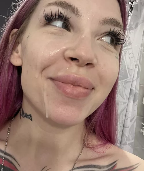 I'm smiling because I've been waiting a long time for daddy to cum on me